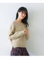 ◆モヘアタッチ ケーブル袖 ニット/ライトベージュ(051)