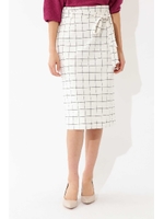 ◆大きいサイズ◆ＴＲトロストレッチスカート/ホワイトチェック1(031)