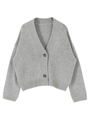 ゆったりショート丈カーディガン/杢グレー