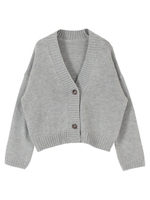 ゆったりショート丈カーディガン/杢グレー