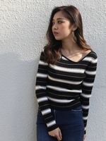 アシメネックリブニット/ミックス2