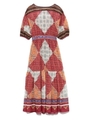 アフリカン柄ラメドビーワンピース/RED