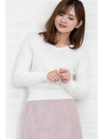 アンゴラ混Vニット/ホワイト(030)