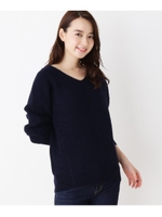 ウールVネック畦ニット/ネイビー(093)