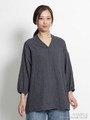 ウールコットンソフトビエラフレアブラウス/チャコール
