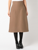 ウールライクハイウエストストレッチAラインスカート/モカ