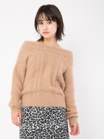 オフショルラメケーブルニット/モカ