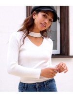 カシミアタッチチョーカー風リブニット/ホワイト(001)