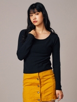 カシミヤタッチボートネックニットトップス/ブラック