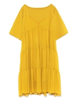 カットティアードドッキングワンピース/YEL