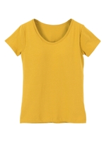 カップ付きクルーネックTシャツ/マスタード