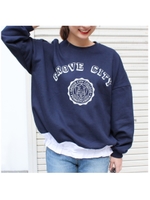 カレッジロゴ裾絞りスウェット/ネイビー