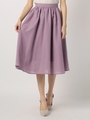 ギャザーミディスカート/ラベンダー