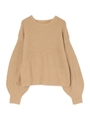 クルーネックボリュームスリーブニット/ベージュ