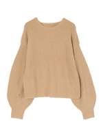 クルーネックボリュームスリーブニット/ベージュ