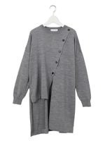 クロスボタンニットチュニック/GRAY
