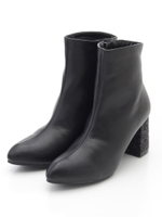 グリッターヒールショートブーツ/ブラック