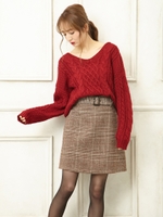 グレンチェック台形スカート/ブラウン/チェック