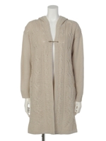 ケーブルニットフードコーディガン/IV