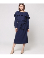 ケープフリルワンピース/ネイビー(018)