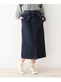 コットンデニムタイトスカート/ネイビー(093)