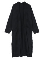 サイドスリットリブニットロングカーディガン/ブラック