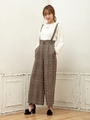 サス付きHWワイドパンツ/ブラウン/チェック