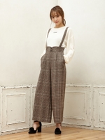 サス付きHWワイドパンツ/ブラウン/チェック