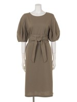 サッシュベルト付カットワンピース/KHA