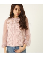 シアー SLV レース コンビ TOP/PNK