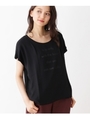 シフォンレイヤードロゴTシャツ/ブラック(019)