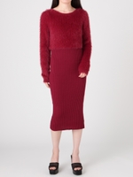 シャギーニットミディワンピース/RED