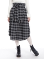 シャツ袖チェック柄スカート/グレー