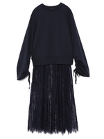 スウェット付レースワンピース/NVY