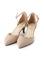 スカラップアンクルベルトパンプス/ベージュ(052)