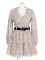 スクエアカラーレースワンピース/ベージュ