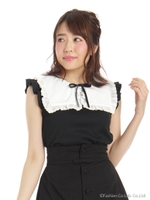 スクエアフリルノースリーブTOPS/ブラック