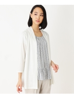 ストライプブラウス+カーディガン セット/ホワイト系(002)