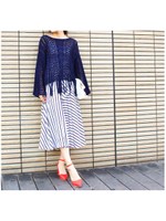 ストライプロングスカート/ホワイト