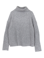 タートルニットリブプルオーバー/杢グレー