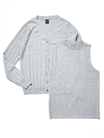 タートルネックインナーツインニット/グレー