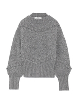 ダイヤ柄短丈セーター/GRY