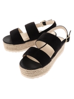 ダブルベルトジュートサンダル/ブラック