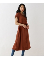 チェックオープンカラーシャツワンピース/ブラウン(042)