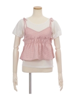 チェックキャミセットTシャツ/ピンク