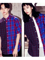 チェッククレイジーパターンオーバーシャツ/ワインレッド(263)