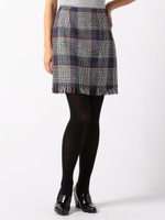 チェックフリンジミニスカート/ブラウン