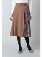 チェックプリーツトレンチスカート/キャメル2(042)