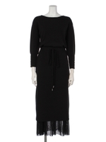 チュールレイヤードドッキングニットOP/ブラック