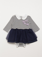 チュール切り替えボーダーロンパース/コン